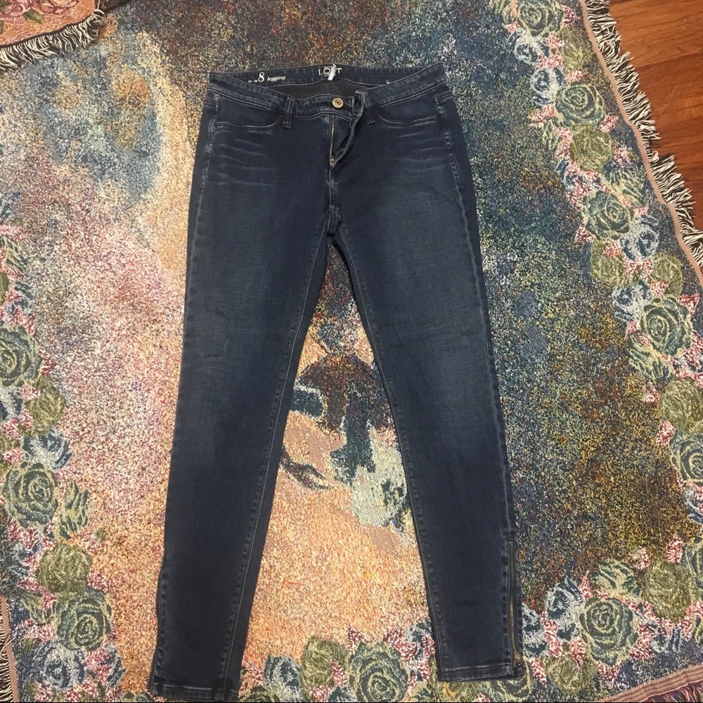 Loft denim legging jeans size 8 ankle zip